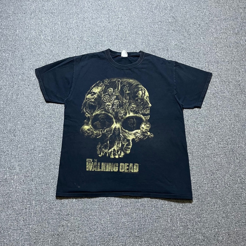 AMC The Walking Dead T Shirt Large Black Zombie Skull Graphic Tee 2013